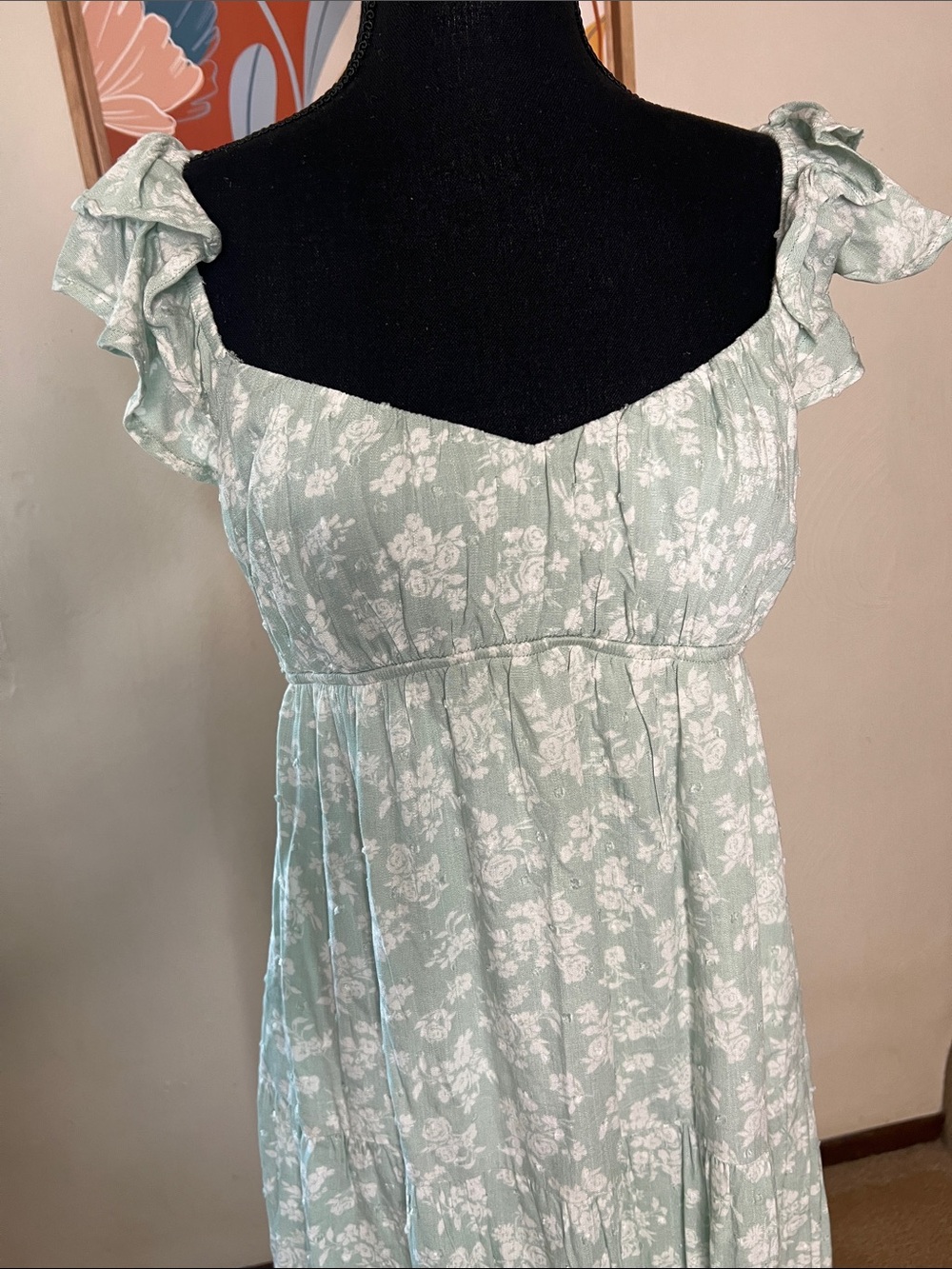 Altar’d State Mila Floral Tiered Maxi Dress in light green Size M - Picture 3 of 9